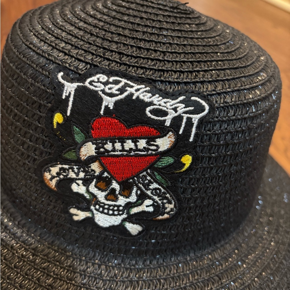Ed Hardy “Love Kills Slowly” Embroidered Straw Hat – One Size - Picture 2 of 7